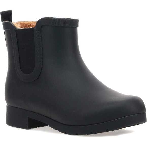 Chooka Chelsea Ankle boote Women's Size (6x11) Black Rubber  Waterproof Plush - Picture 1 of 6